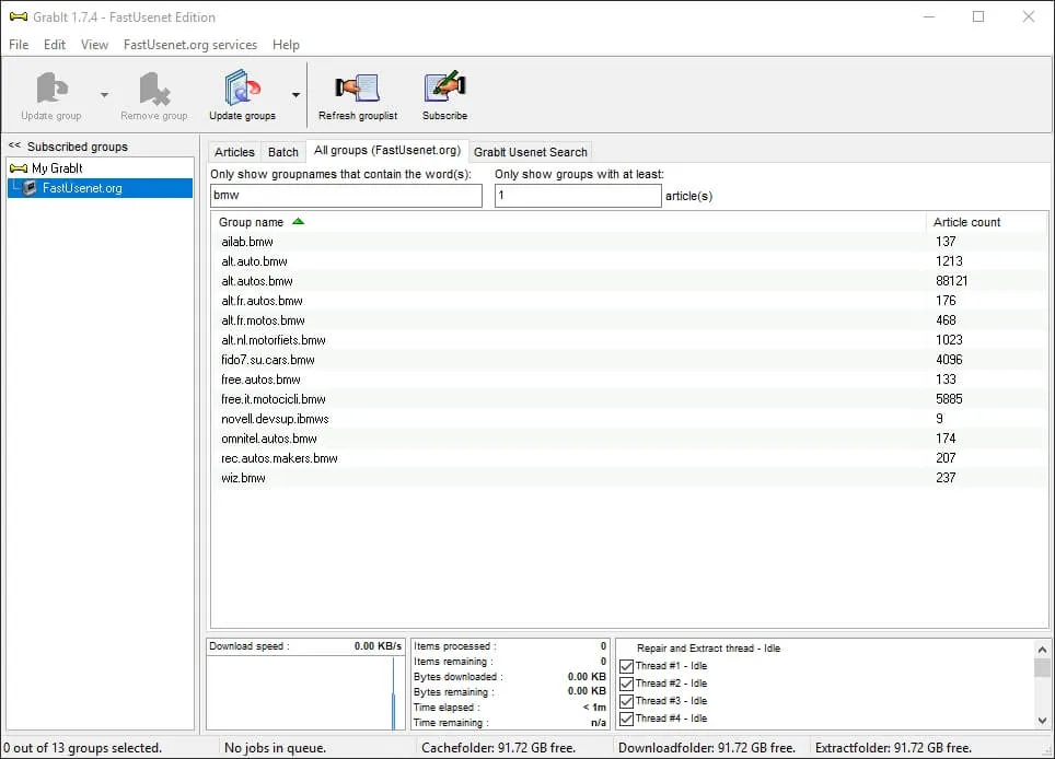 Captura de pantalla de la descarga en el lector GrabIt